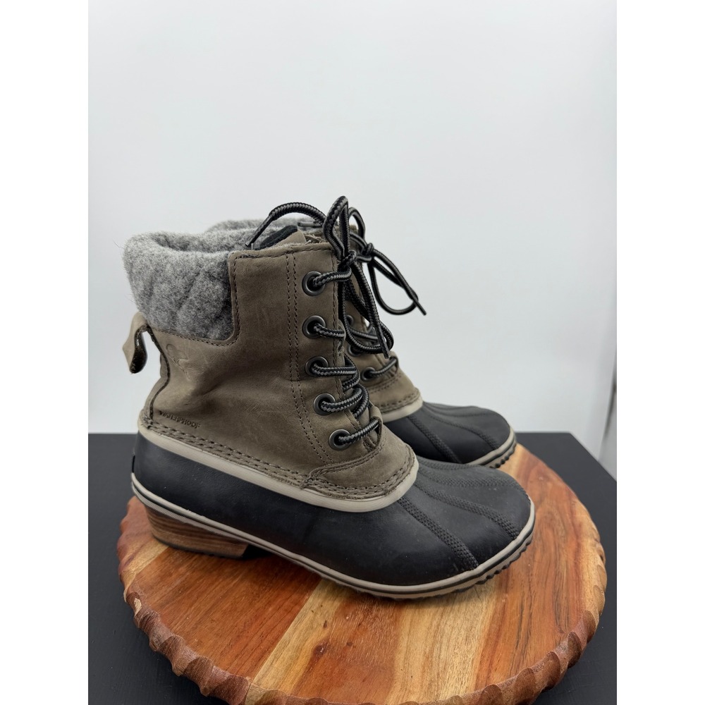 Sorel Slimpack II Lace Boot Womens 8 Brown Waterproof Leather Wool NL2348
